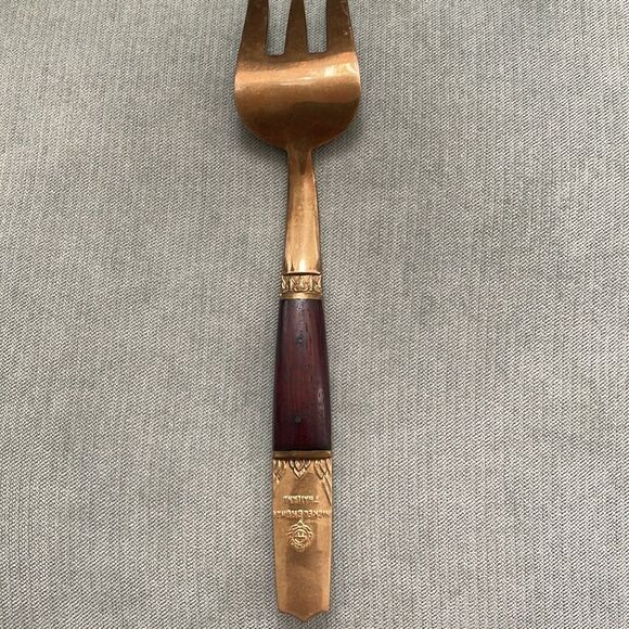 Vintage Buddha 1960's T James of Siam Twisted Bronze Large Serving Fork - Picture 5 of 5